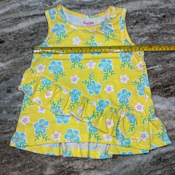 Nannette Kids Floral Sleeveless Tank Top, Asymmetrical Ruffles, Girls 6 - Picture 3 of 5